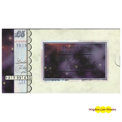 1999 £5 Note and Millennium Crown Set